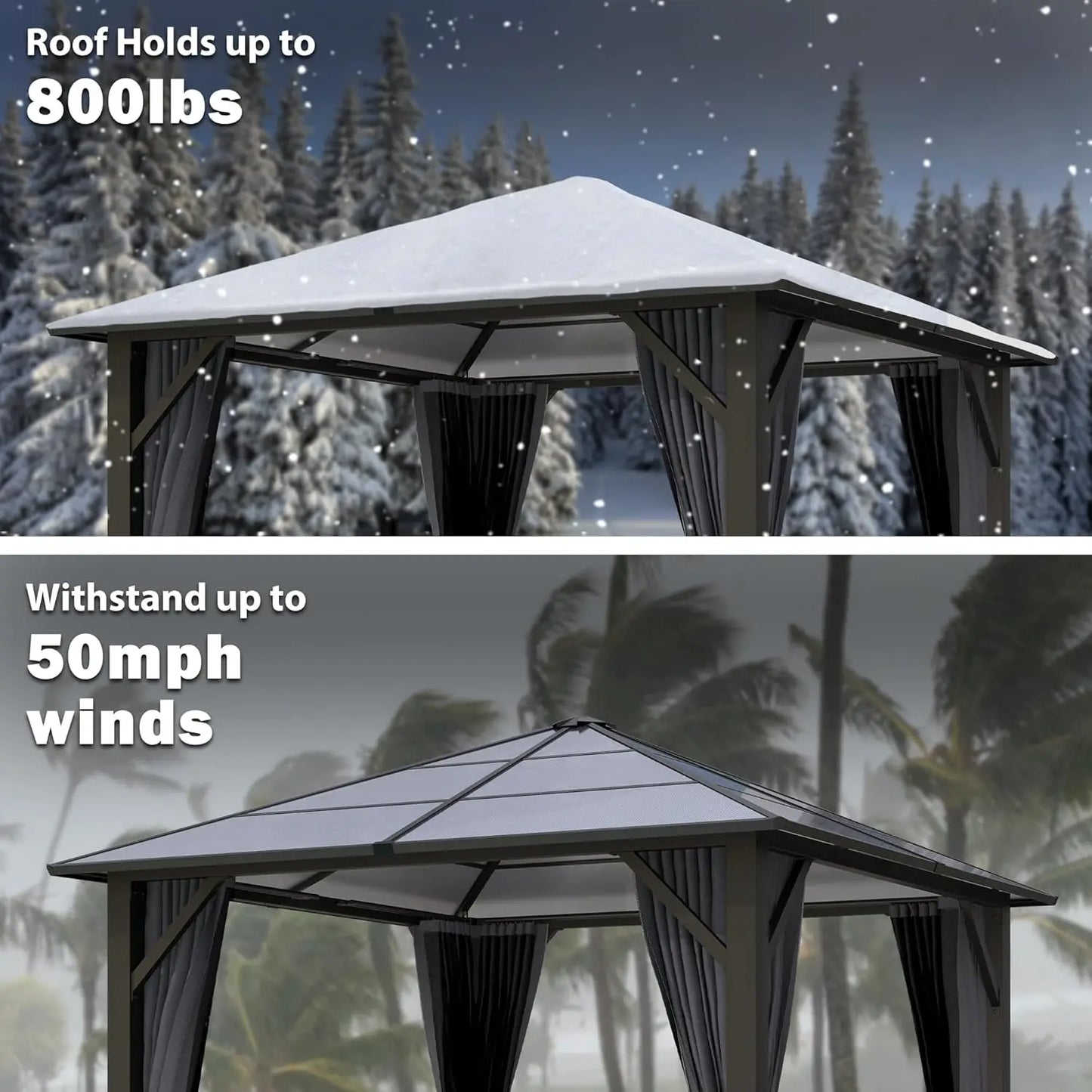 Outdoor Gazebo Hardtop With Polycarbonate Roof And Steel Frame