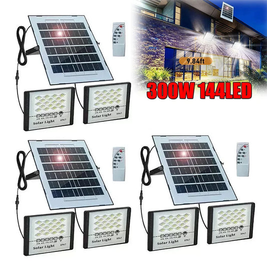 Solar 300W LED Street Light Outdoor Flood Lamp Dusk-to-Dawn