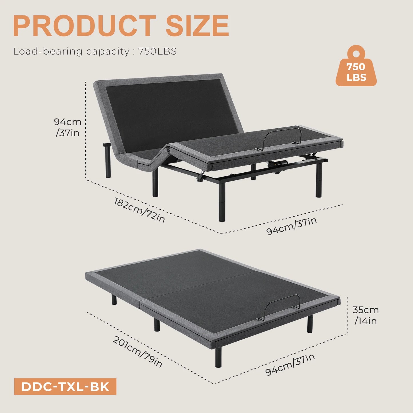 JHK Electric Adjustable Bed Frame Zero Gravity Wireless USB Ports