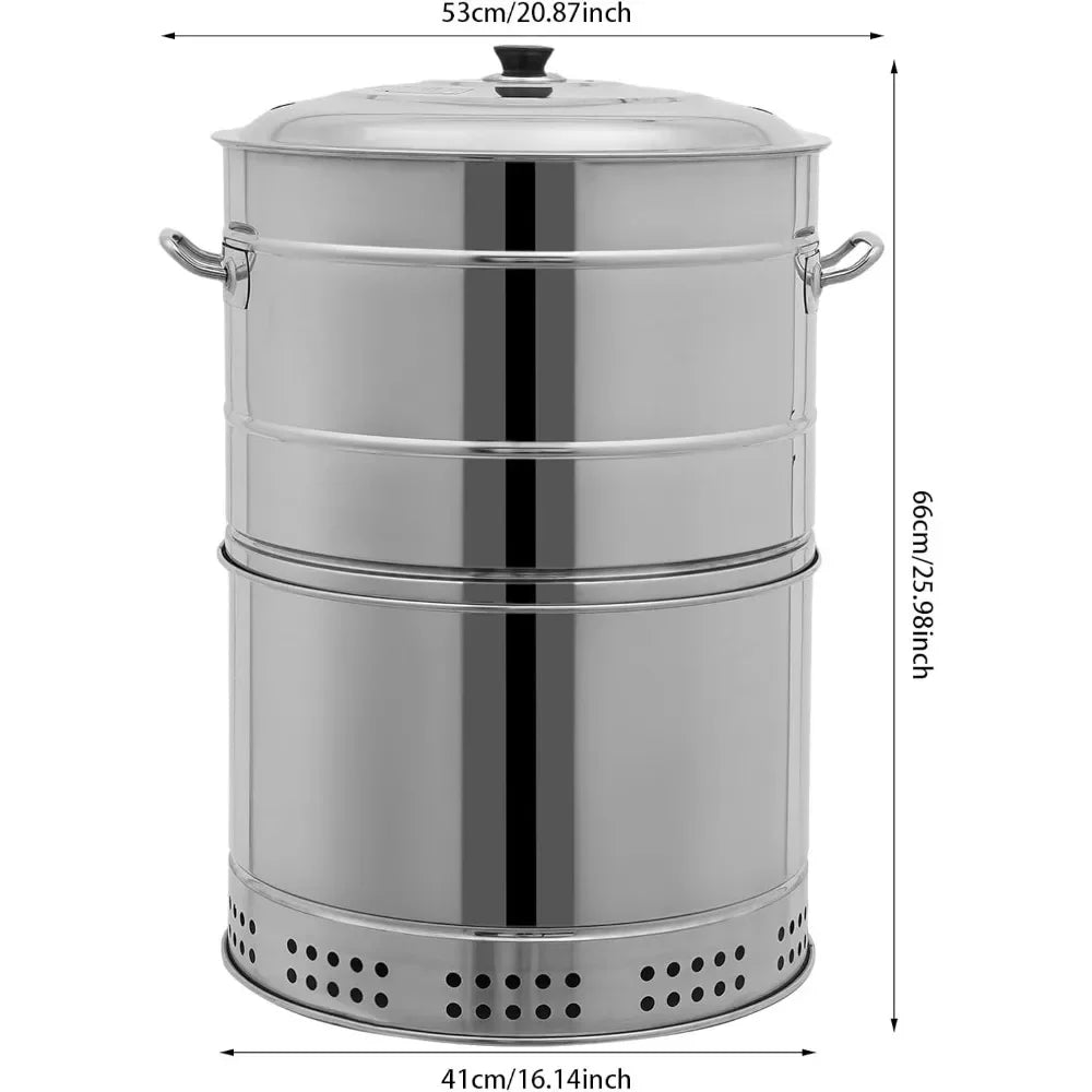 Smokeless Portable Charcoal Grill 360 Degree Stainless Steel Barrel Skewers