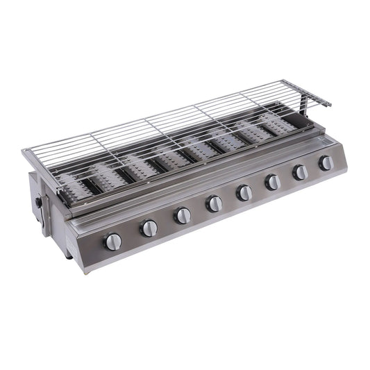 Gas Grill 8-Burner Stainless Steel Portable Outdoor BBQ