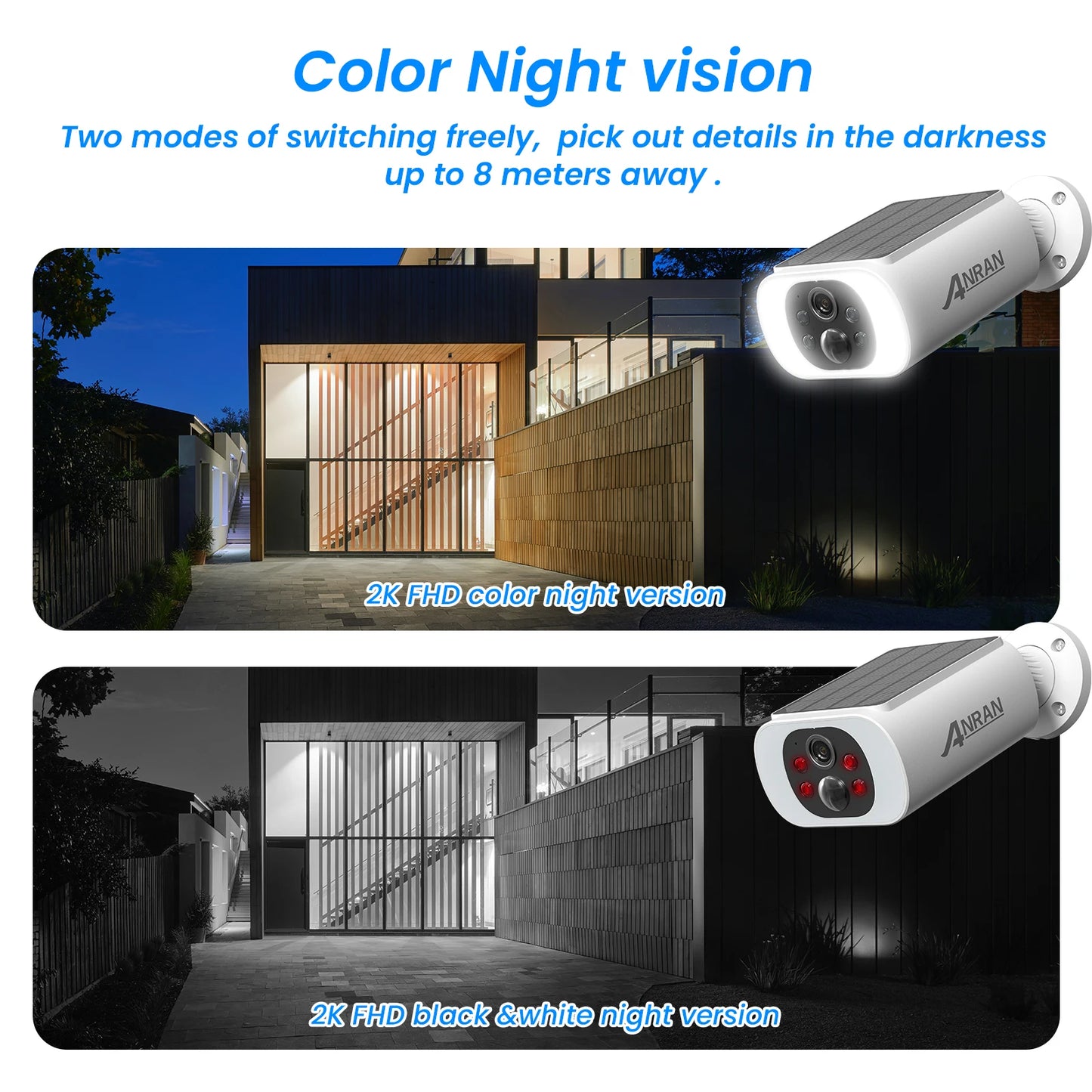 ANRAN 2K Solar Wireless Security Quad-Camera System With Floodlight