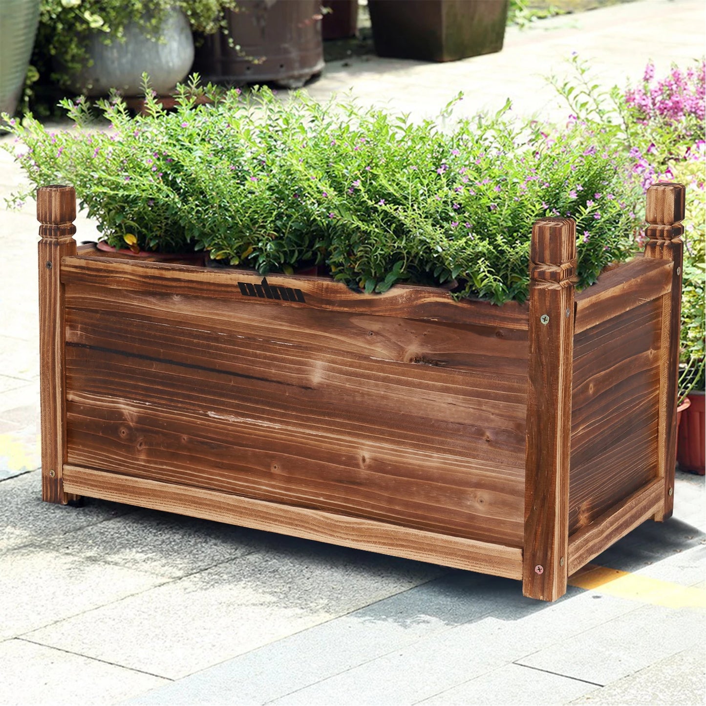 Wood Planter Box Outdoor Raised Garden Bed Flowers Vegetables