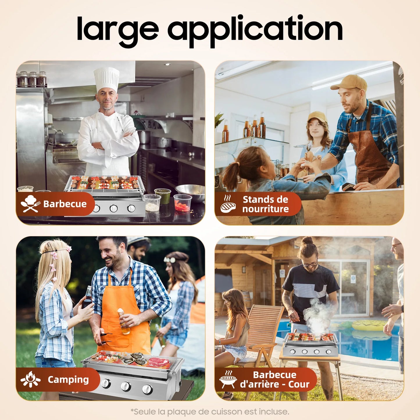 Professional Four Burner Stainless Steel Portable Tabletop Gas Grill Smokeless