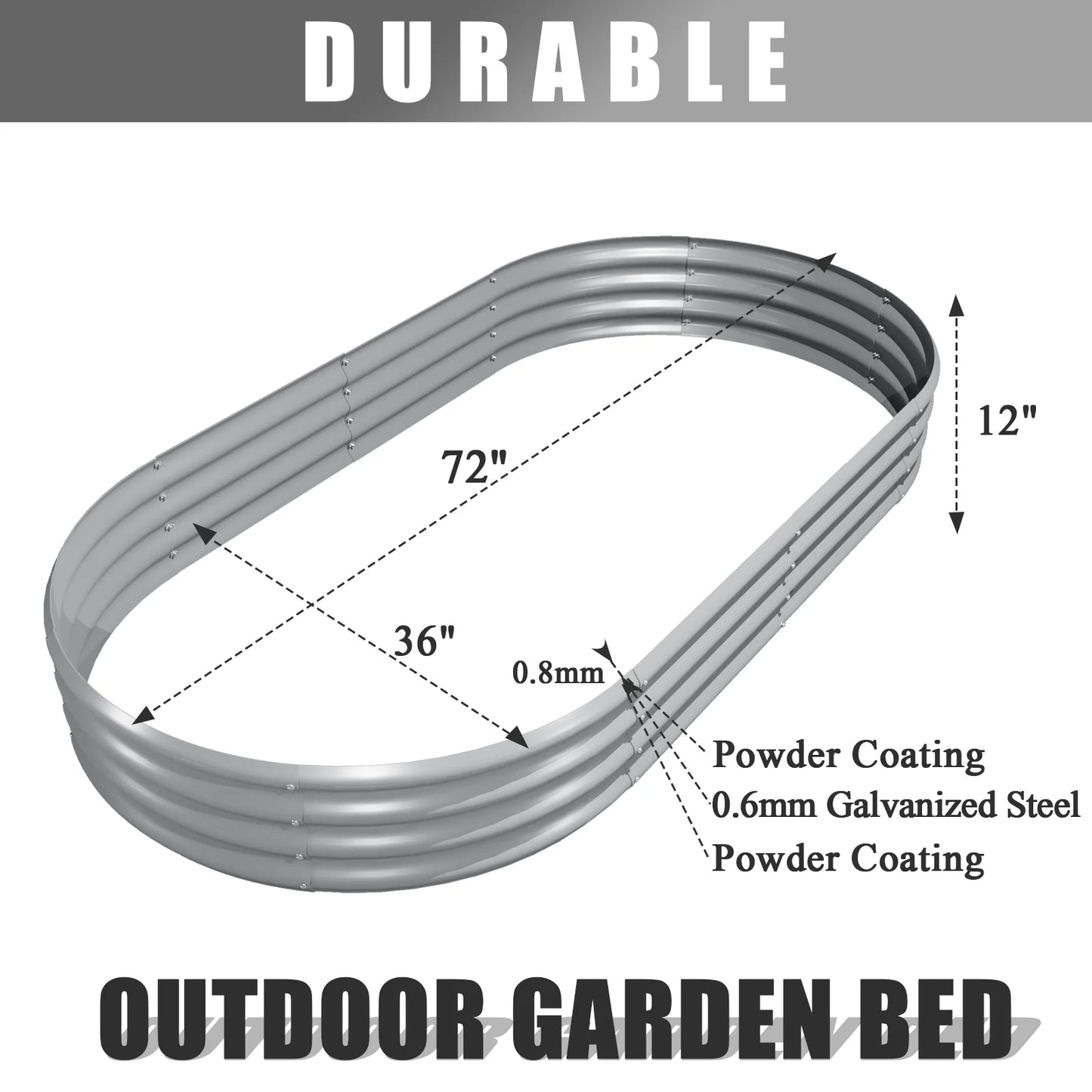 Tramull Galvanized Raised Garden Bed Kit Oval Metal Planter