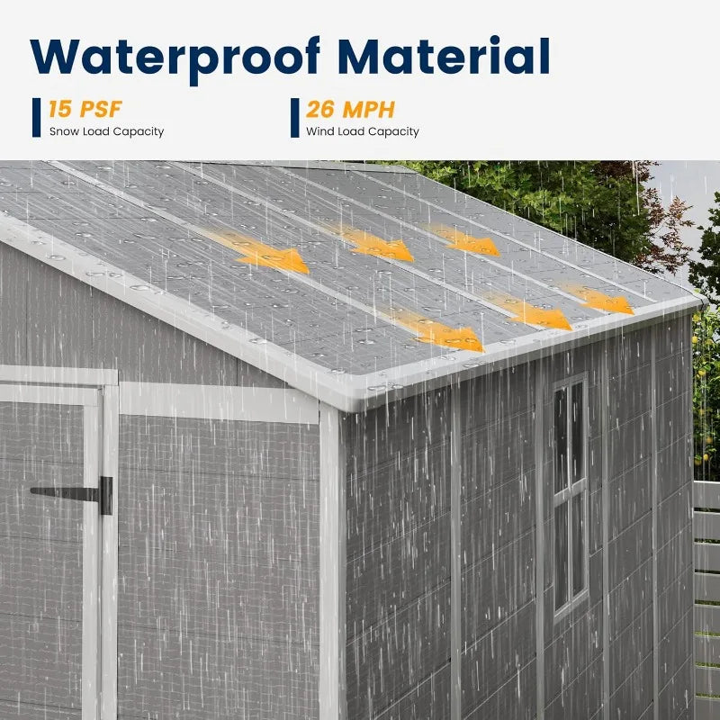 Resin Outdoor Storage Shed With Floor Lockable Door