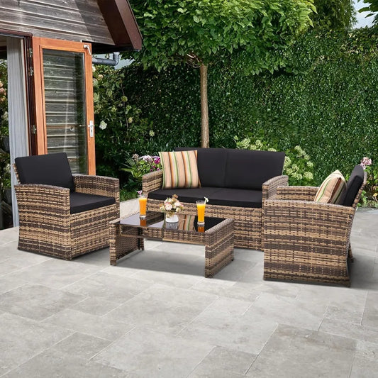 Outdoor Rattan Sofa Set Courtyard Garden Patio Furniture
