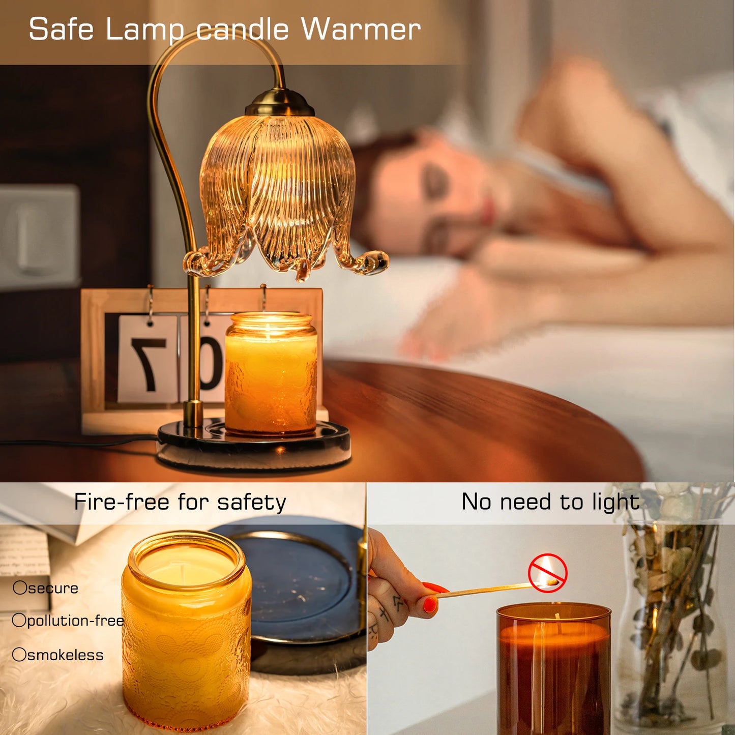 Tulip Flower Warm Candle Lamp Bedside Night Light For Bedroom