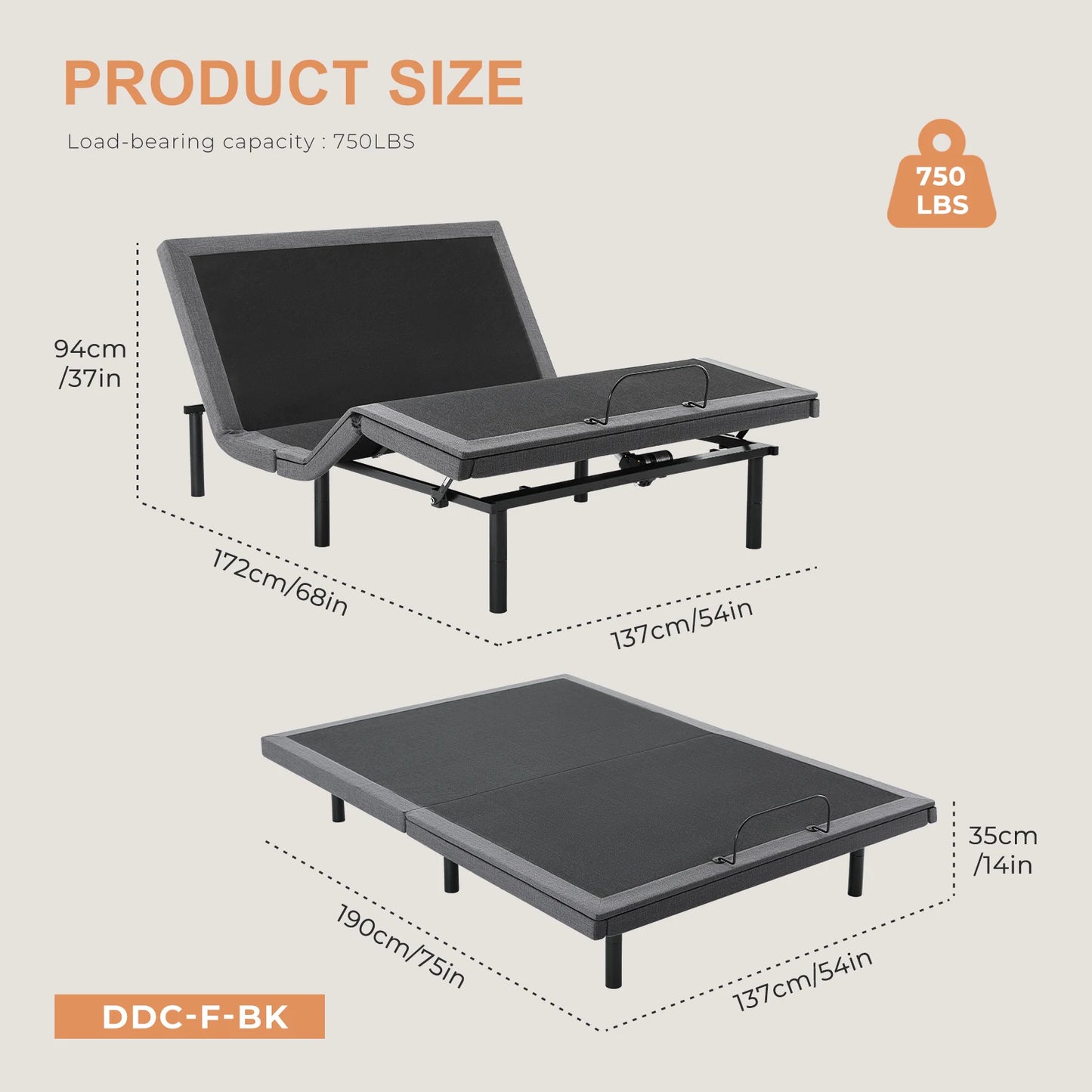 JHK Electric Adjustable Bed Frame Zero Gravity Wireless USB Ports