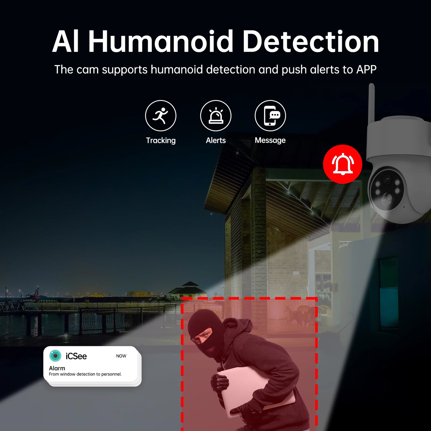 GEYUNE 4MP Wireless Solar Camera WiFi Outdoor PIR Motion Detection