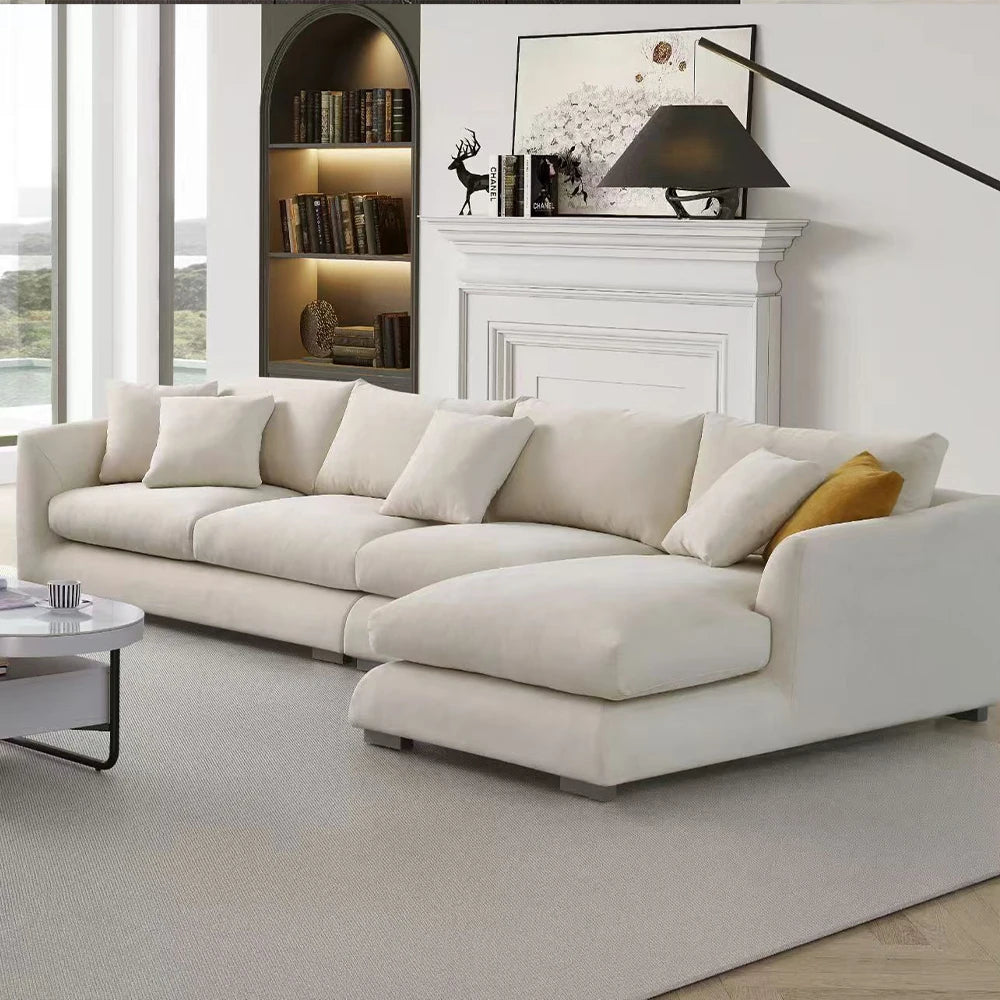 Cloud Down Filled Chaise Sofa L Shaped Recliner Living Room