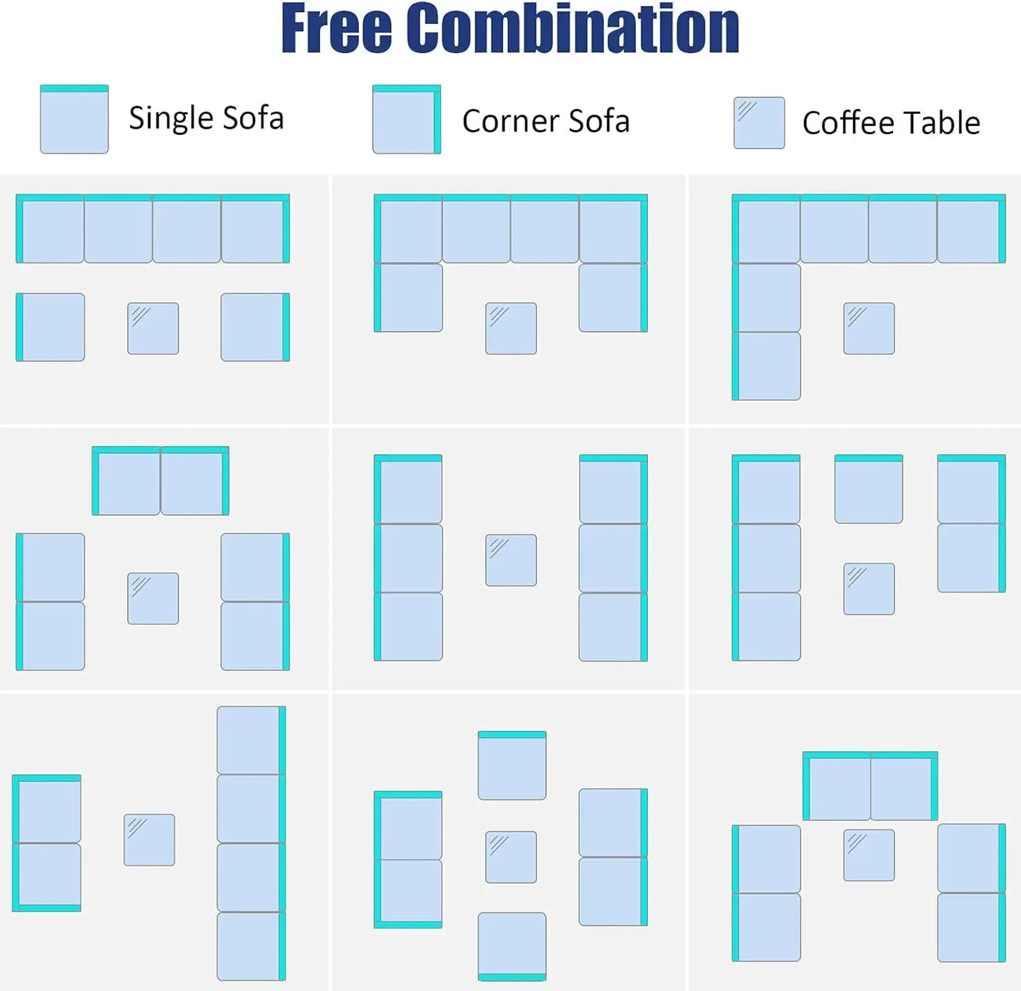 Patiojoy Outdoor Rattan Furniture Set With Cushions And Coffee Table