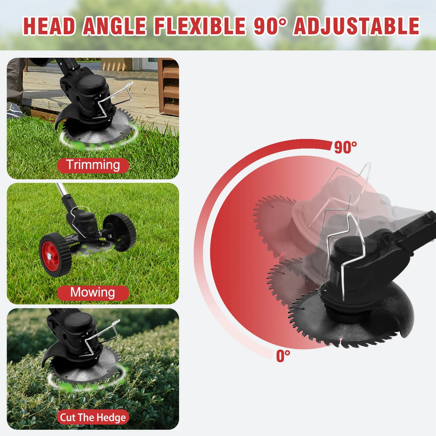 Cordless Grass Trimmer 3 In 1 Edger With 2x2000mAh Batteries