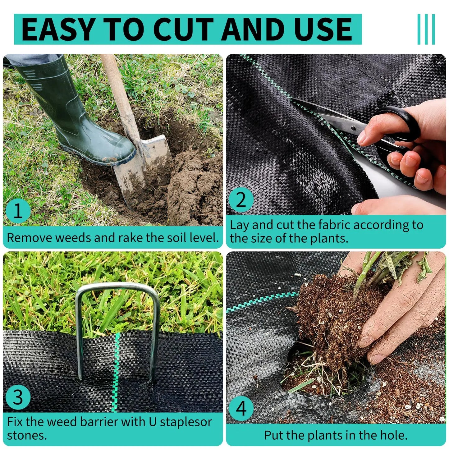 HiMISS Weed Barrier Landscape Fabric Heavy Duty Weed Block Garden