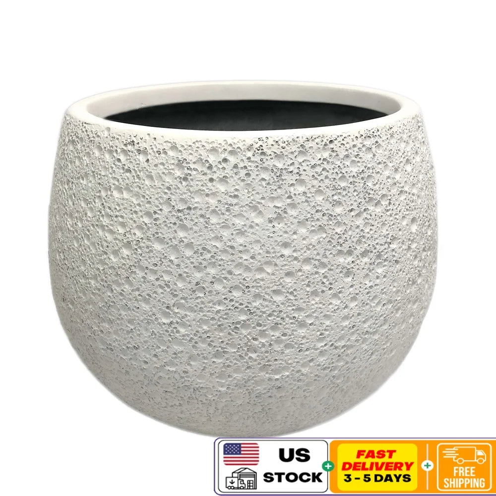 Resin Moon Planter Weatherproof Outdoor Decor With Drainage Holes