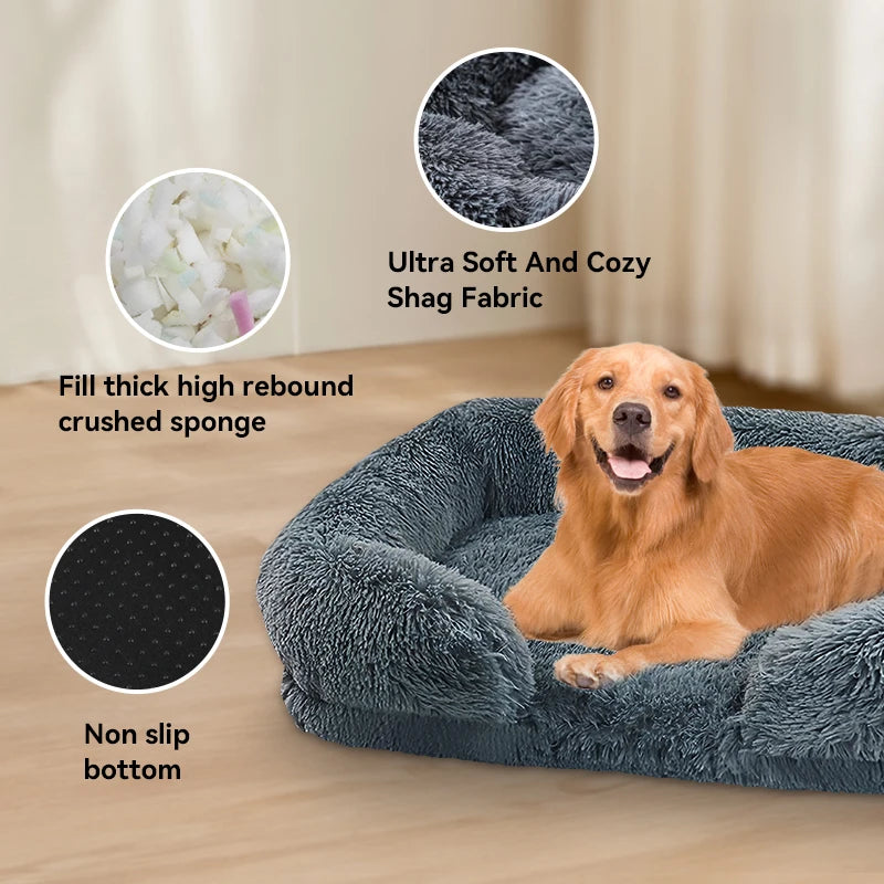NONECN Thickened Orthopedic Dog Bed Large Dogs Washable Plush Cover