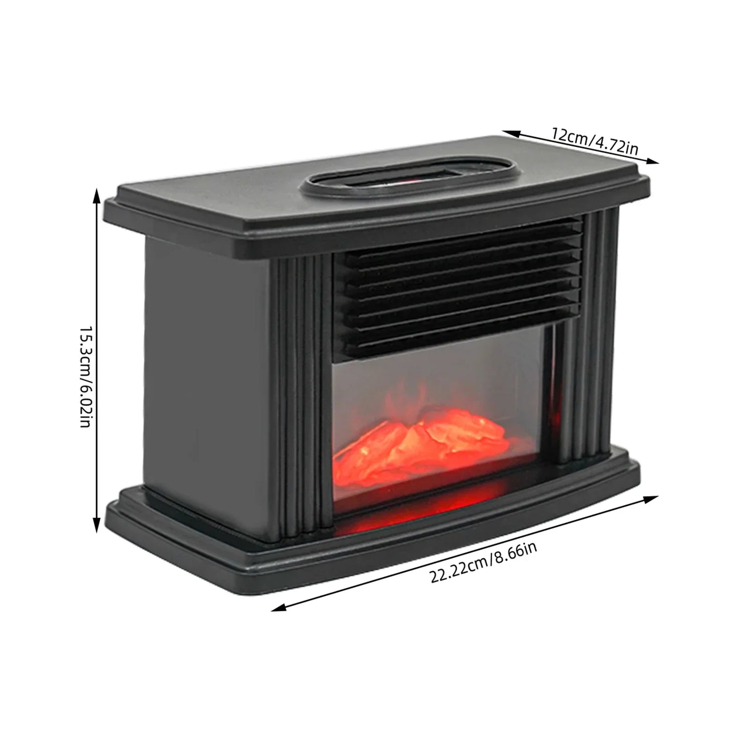 Electric Mini Fireplace Heater 1000W Tabletop With Real Flame Effect