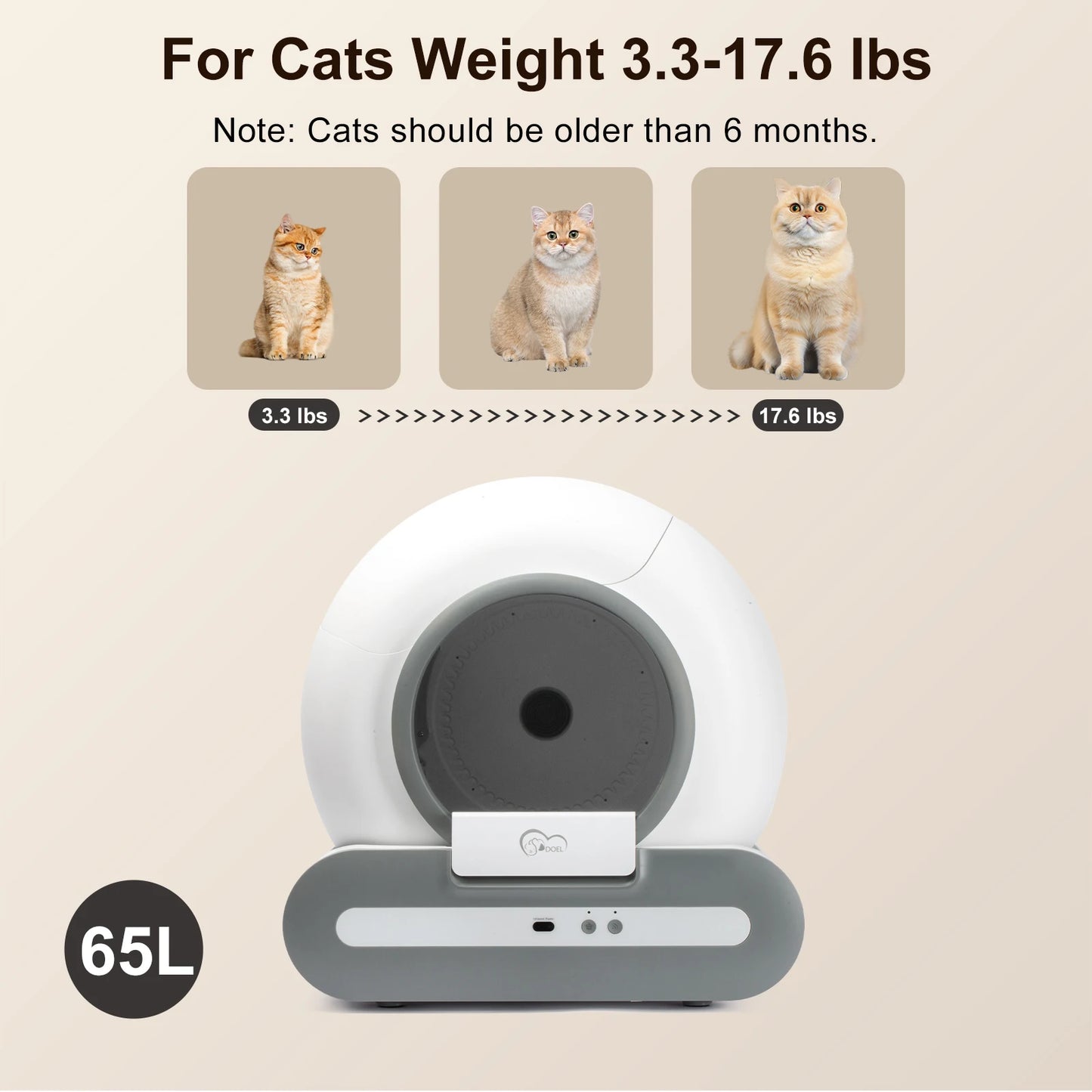 DOEL Self Cleaning Cat Litter Box App Control 2.4G WiFi