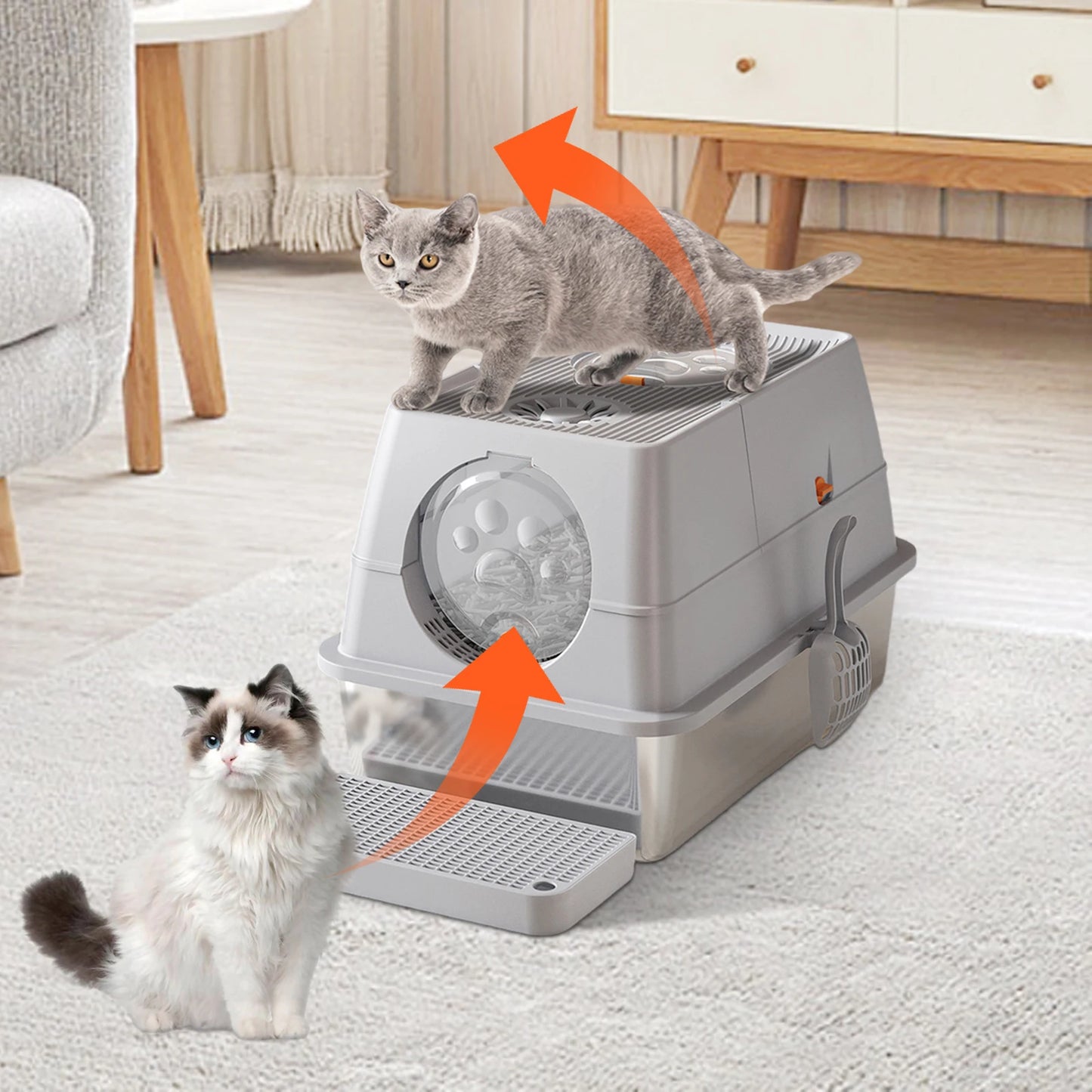 HiMIS Litter Box With Lid Enclosed Anti Leakage Non Stick