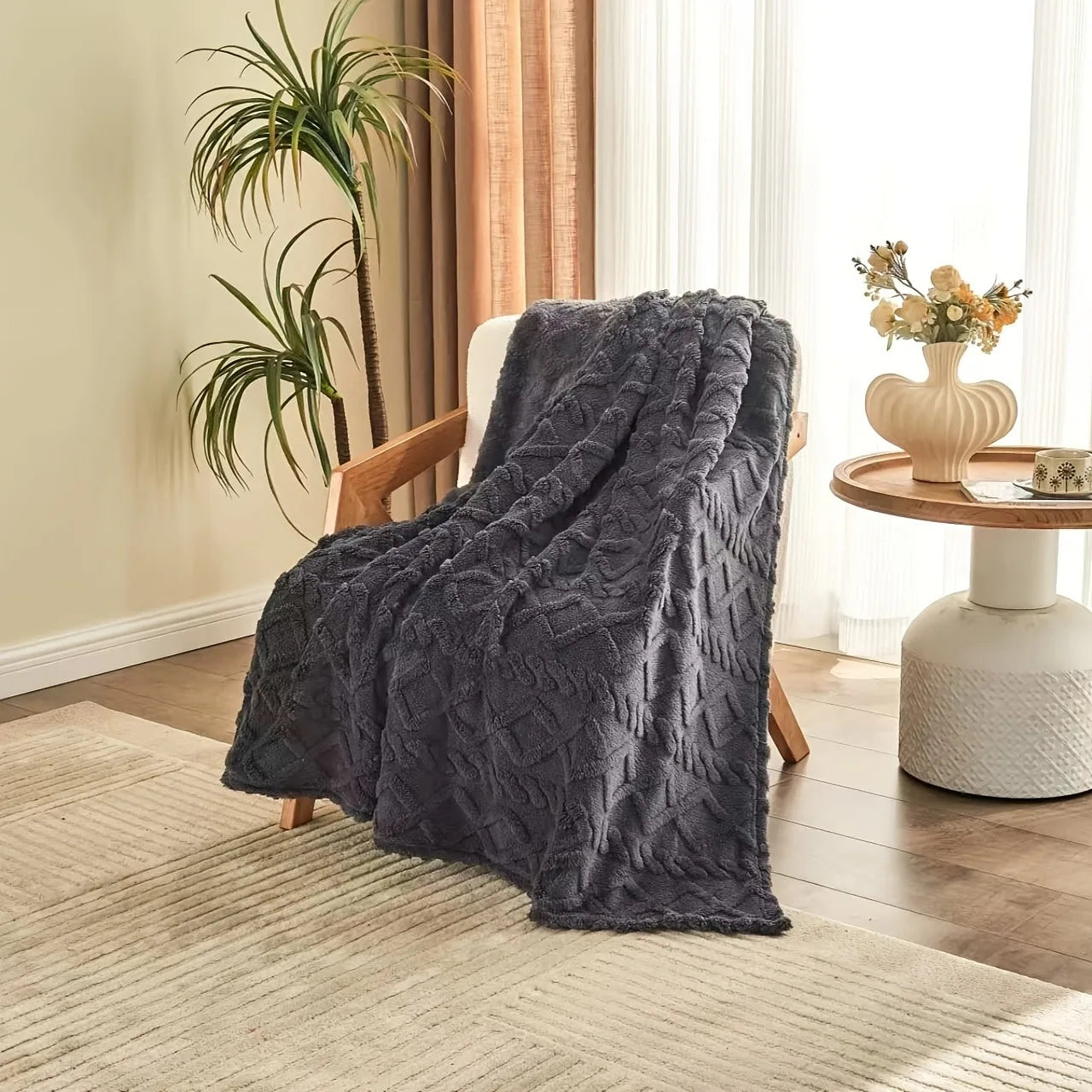 AEHOMECN Lamb Fleece Blanket Soft Plush Warm Throw