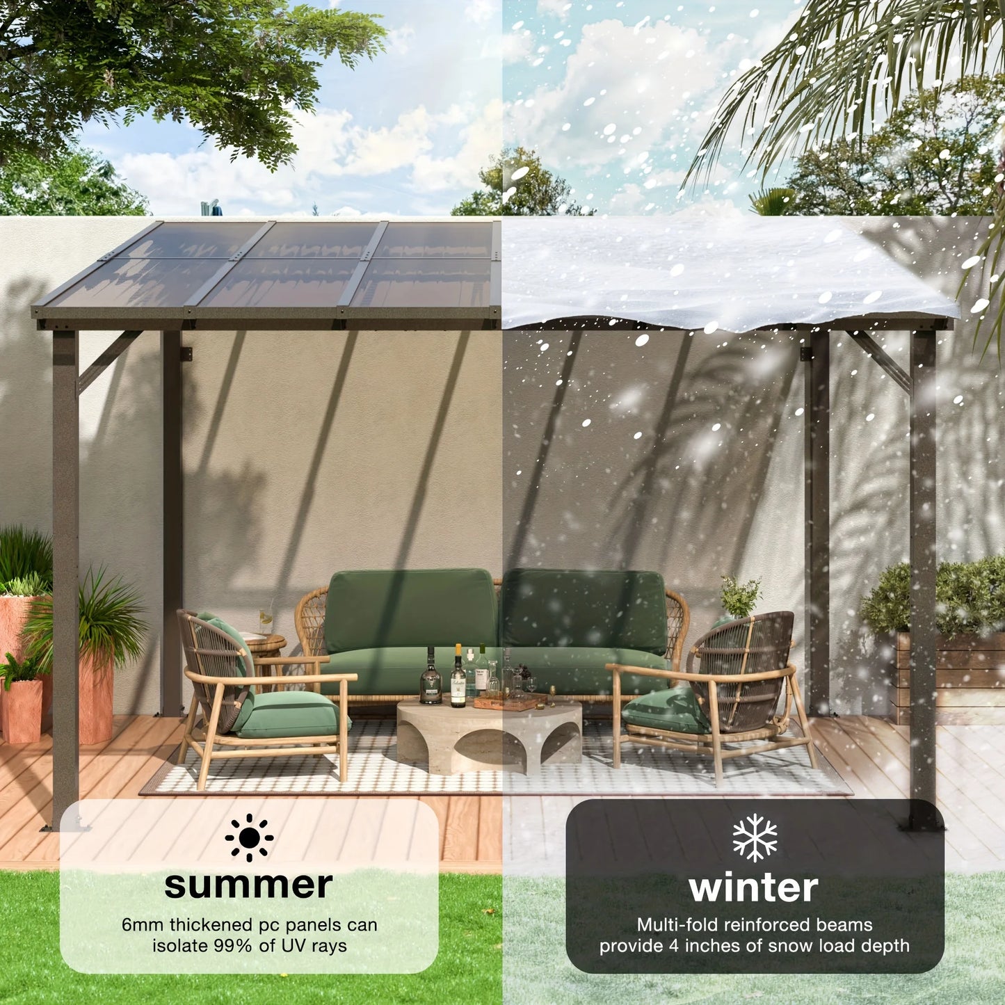 Polar Aurora Hardtop Gazebo Aluminum Frame All-Weather Pavilion