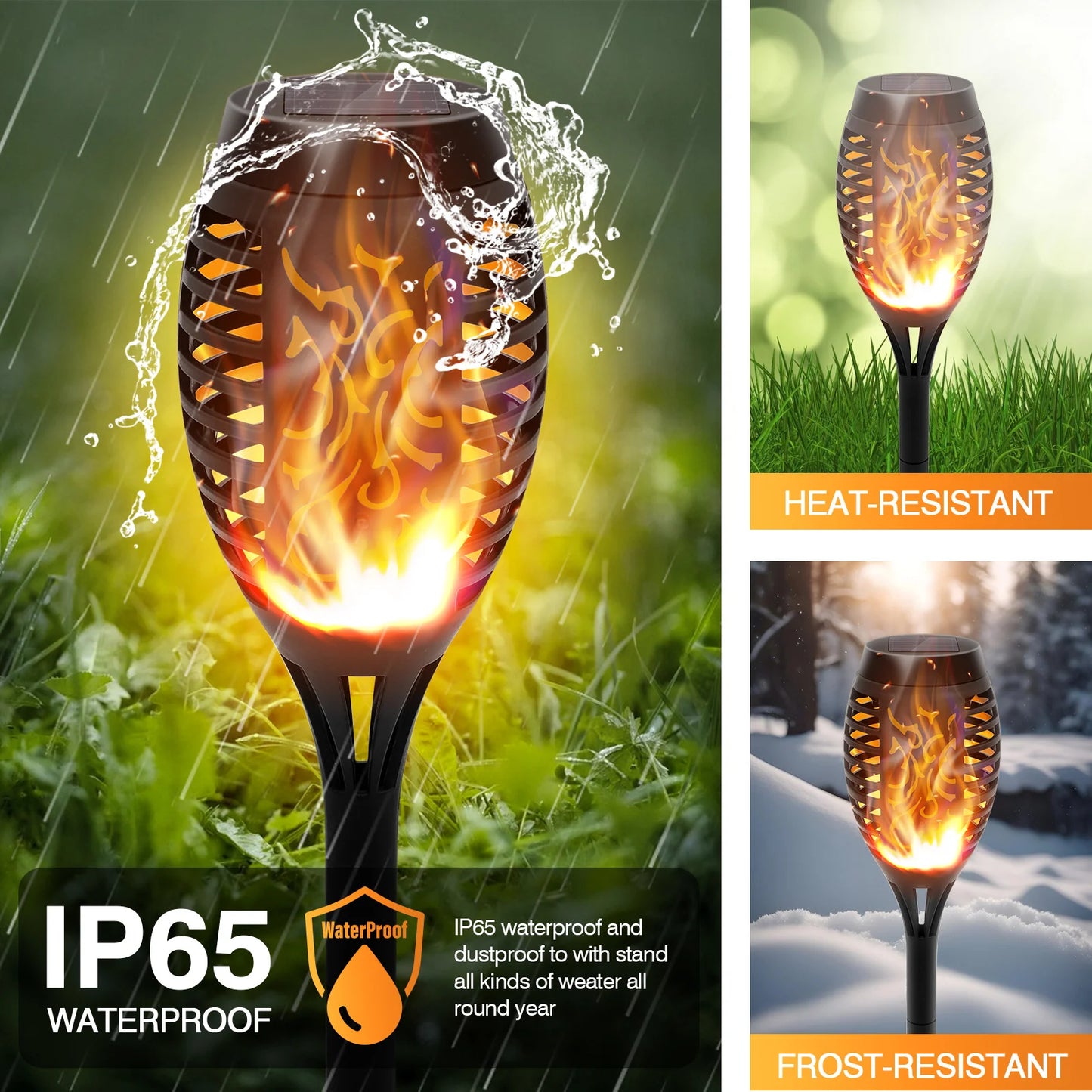 Solar Torch Lights Flickering Flame Waterproof Outdoor Garden Path