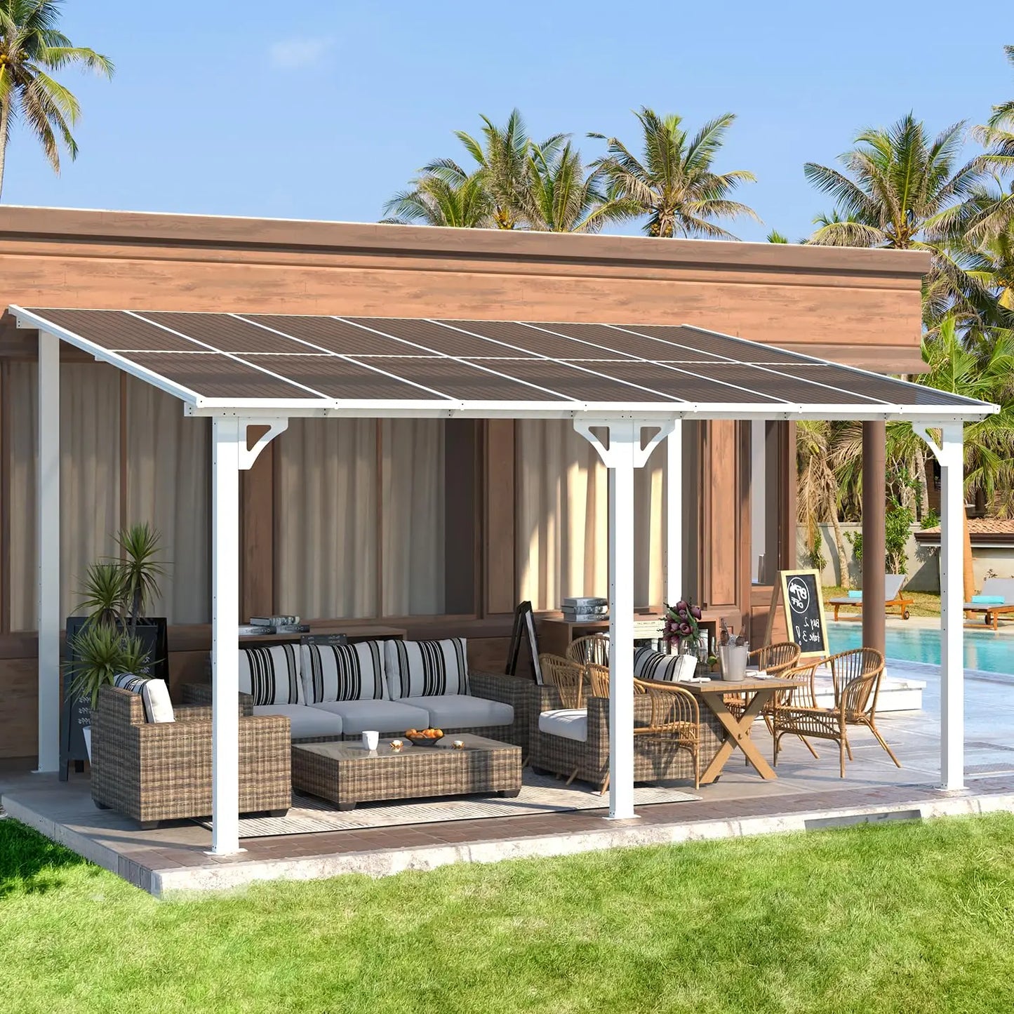 Patio Gazebo With Hard Top Aluminum Frame
